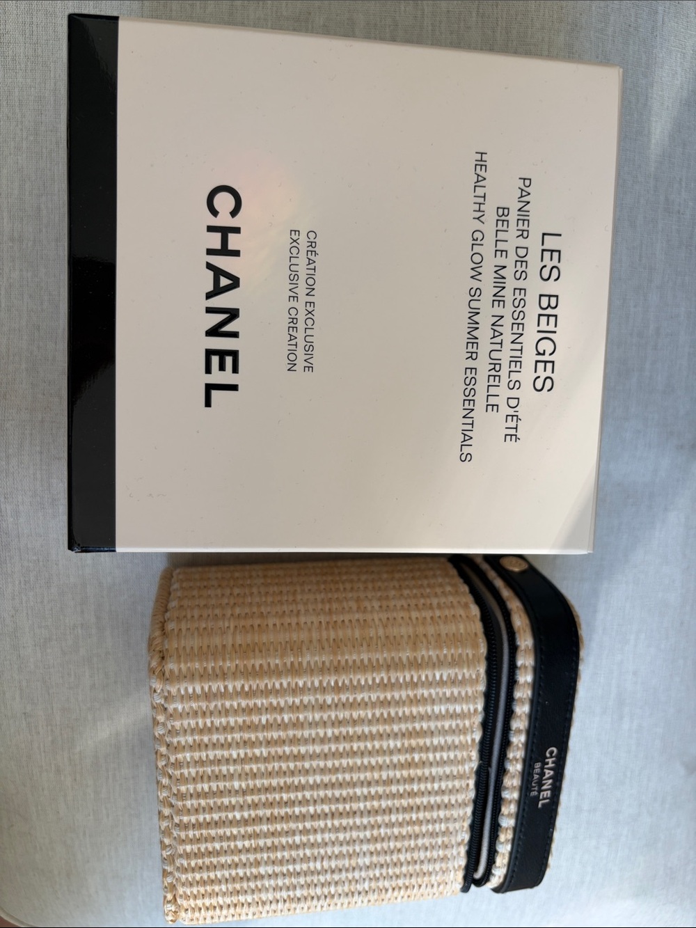 Chanel Les Beiges HEALTHY GLOW SUMMER ESSENTIALS raffia wicker basket CASE ONLY